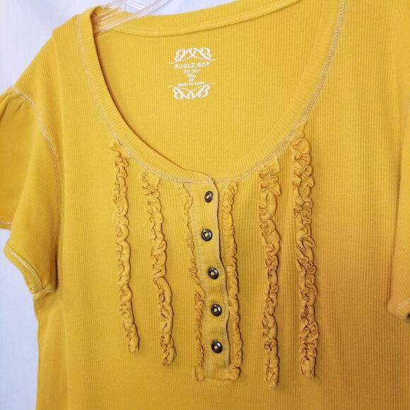 Vintage Top Women’s Plus Size 3X Orange Short Sleeve Ruffled 90s Y2K Ribbed - Picture 4 of 10